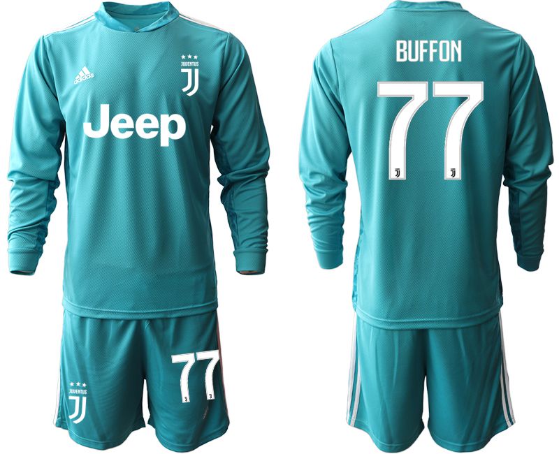 Men 2020-2021 club Juventus lake blue long sleeve goalkeeper #77 Soccer Jerseys